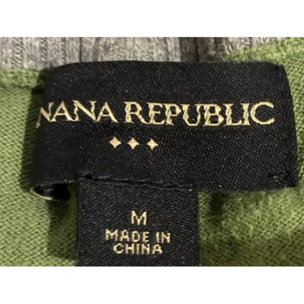 Banana Republic men's green 1/4 zip pullover tight knit sweater sz M 100% cotton